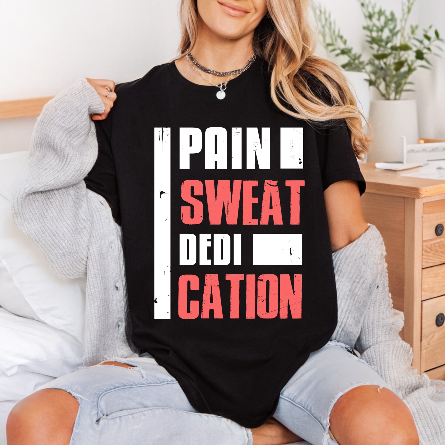 Pain Sweat Dedication Motivational Fitness Gym Ready to Press DTF Transfer for Dtf