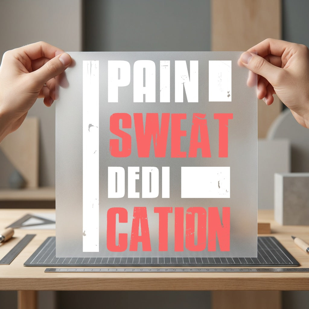 Pain Sweat Dedication Motivational Fitness Gym Ready to Press DTF Transfer for Dtf