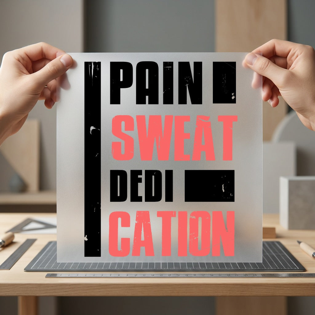 Pain Sweat Dedication Motivational Fitness Gym Ready to Press DTF Transfer for Dtf