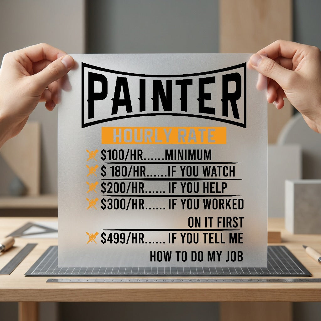 Painter Hourly Rate Humor Funny Sarcastic Ready to Press DTF Transfer for Dtf