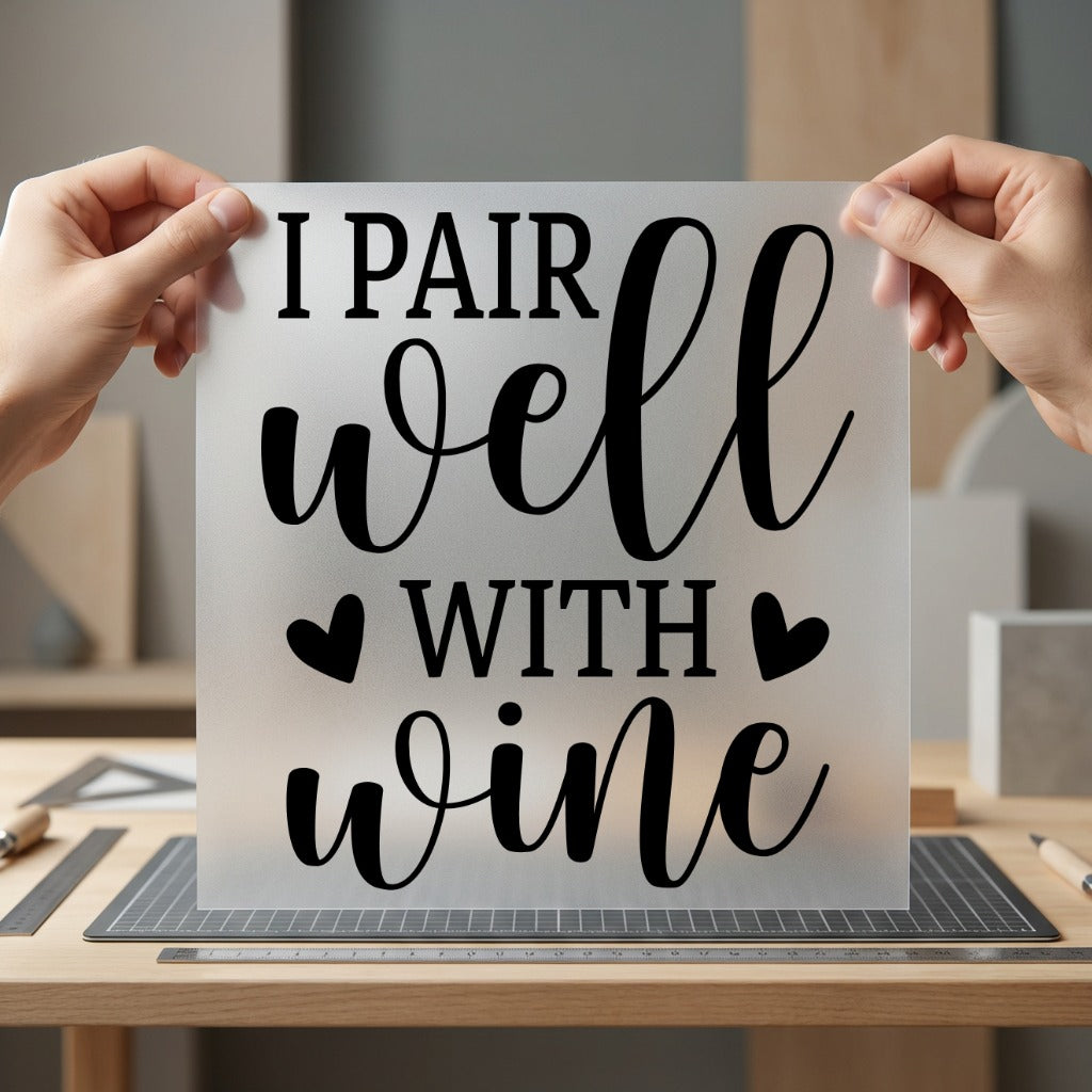 Pair Well Wine Humorous Aesthetic Ready to Press DTF Transfer for Dtf