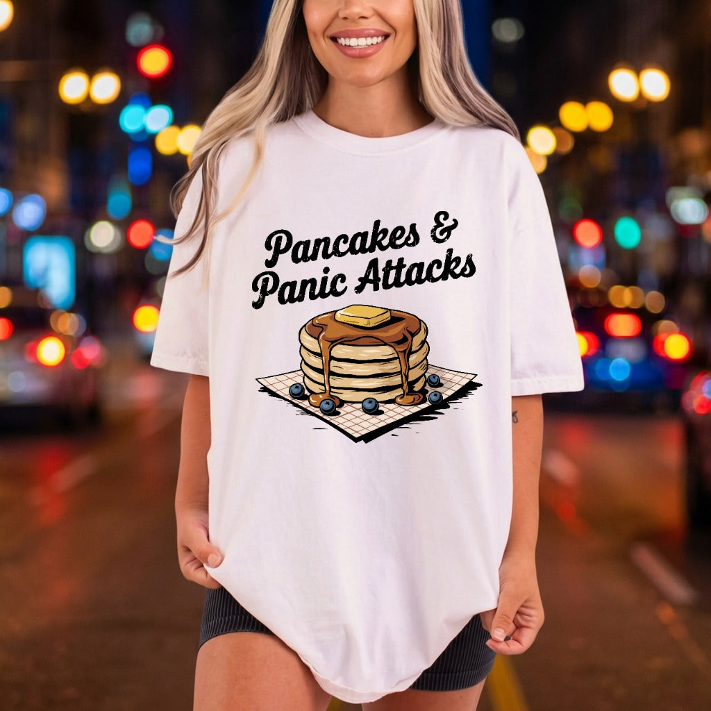 Pancakes Panic Attacks Retro Funny Sarcastic Ready to Press DTF Transfer for Dtf