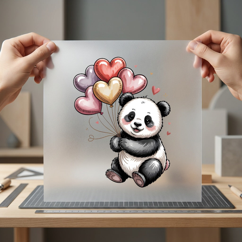 Panda Balloons Kawaii Diy Valentine Ready to Press DTF Transfer for Dtf