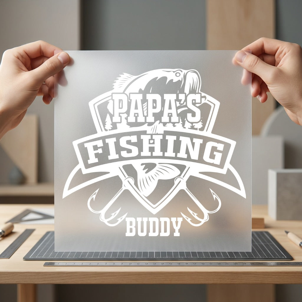 Papa Fishing Buddy Enthusiast Dad Papa Ready to Press DTF Transfer for Dtf