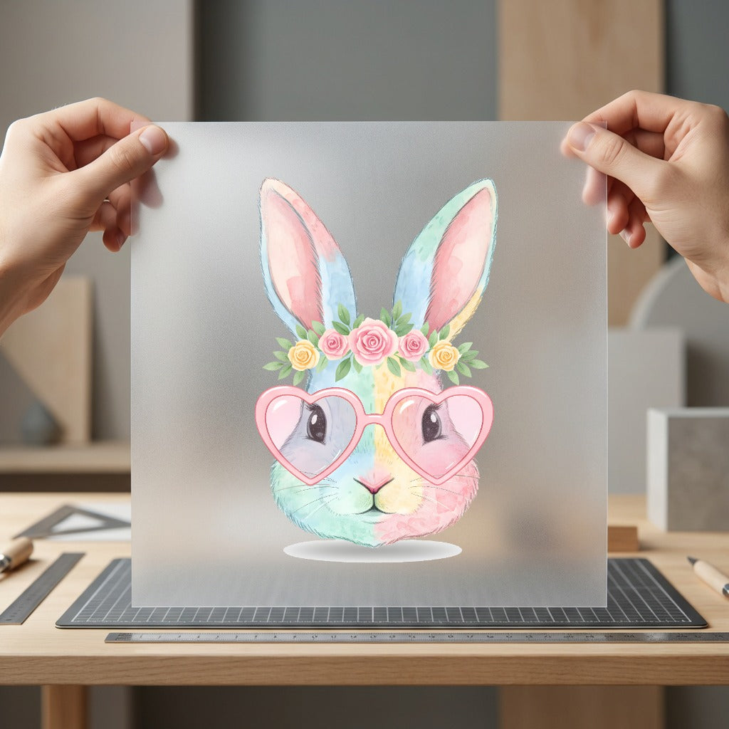 Pastel Bunny Heart Glasses Easter Aesthetic Ready to Press DTF Transfer for Dtf