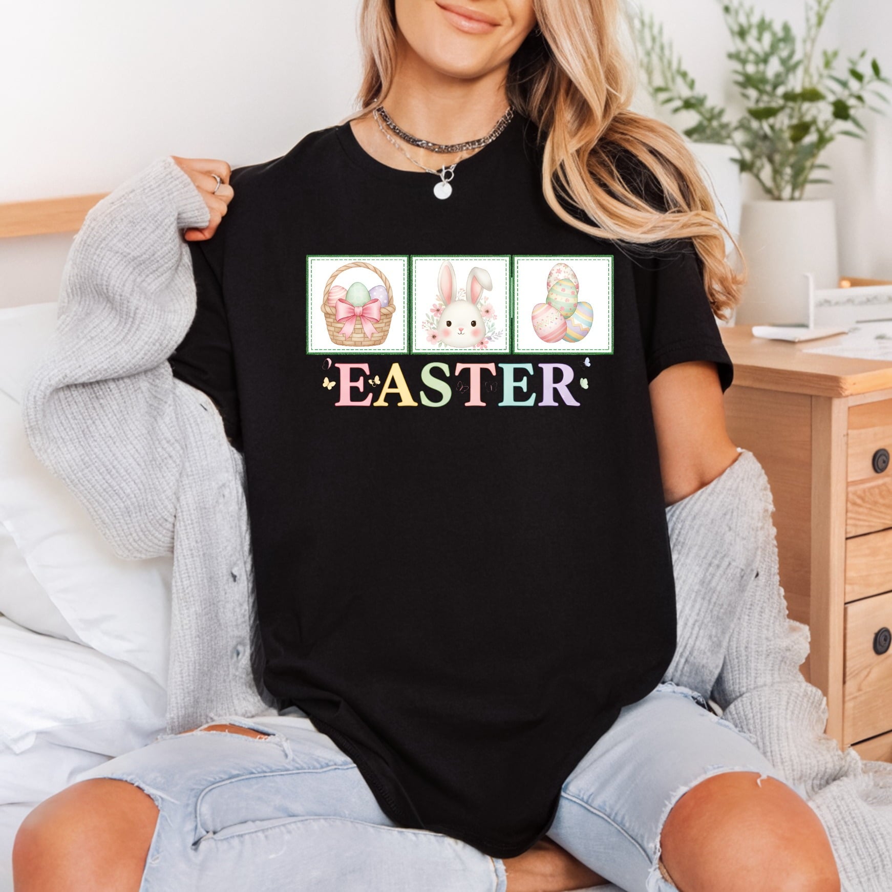 Pastel Easter Bunny Eggs Easter Aesthetic Ready to Press DTF Transfer for Dtf