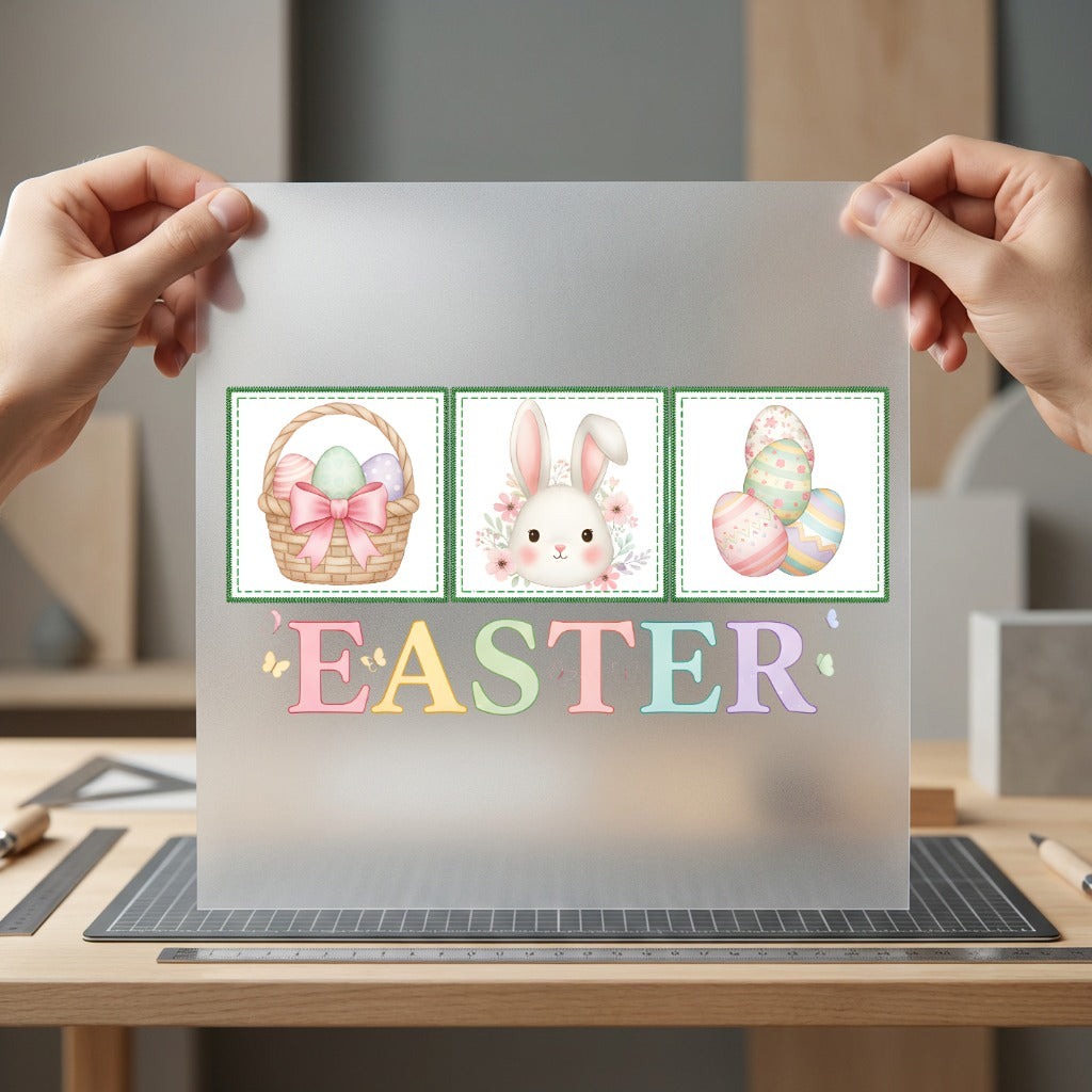 Pastel Easter Bunny Eggs Easter Aesthetic Ready to Press DTF Transfer for Dtf