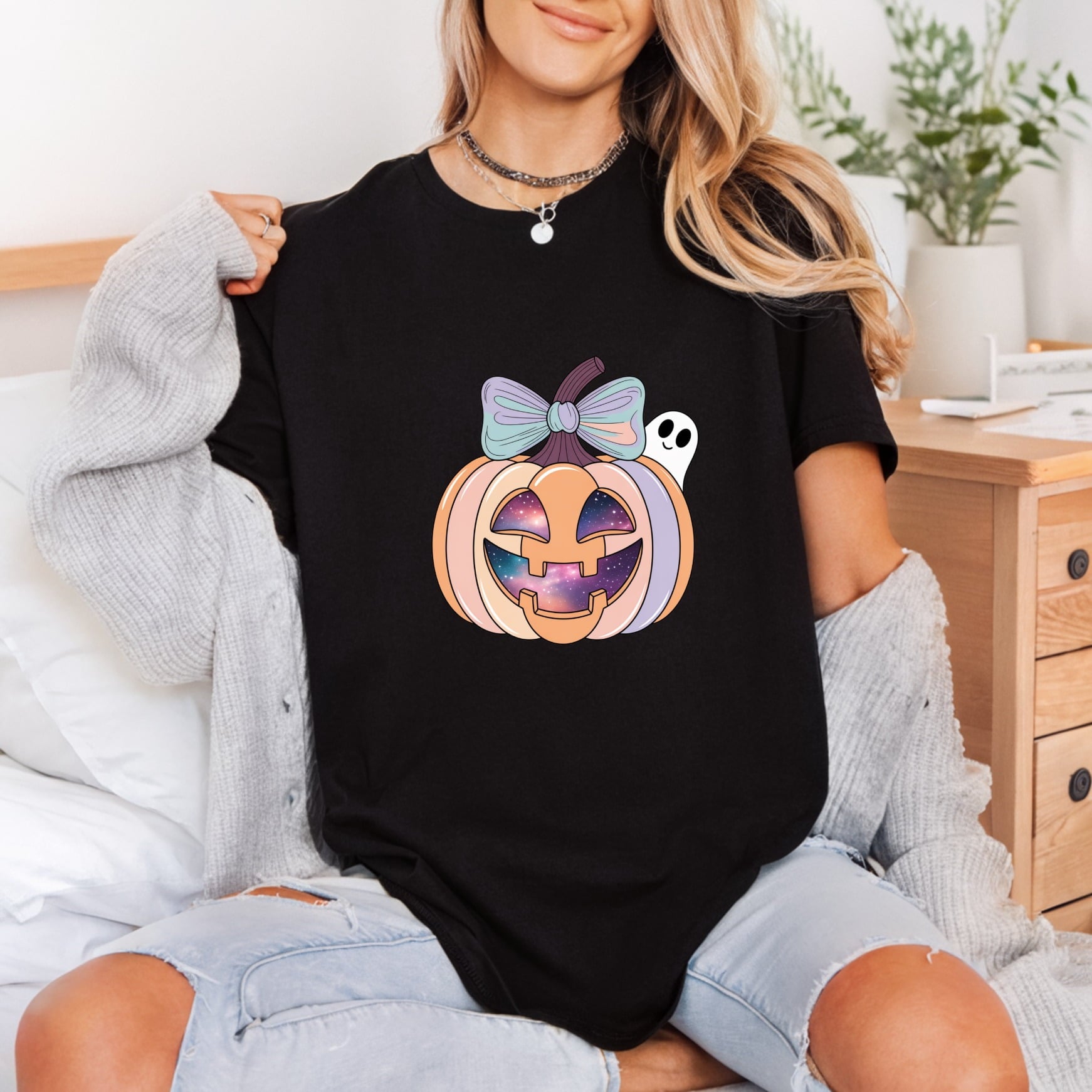 Pastel Halloween Pumpkin Ghost Halloween Aesthetic Ready to Press DTF Transfer for Dtf