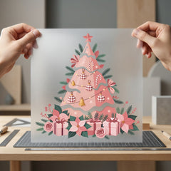 Pastel Pink Christmas Tree Christmas Aesthetic Ready to Press DTF Transfer for Dtf