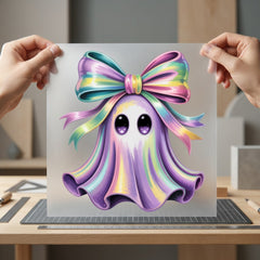 Pastel Rainbow Ghost Big Halloween Aesthetic Ready to Press DTF Transfer for Dtf