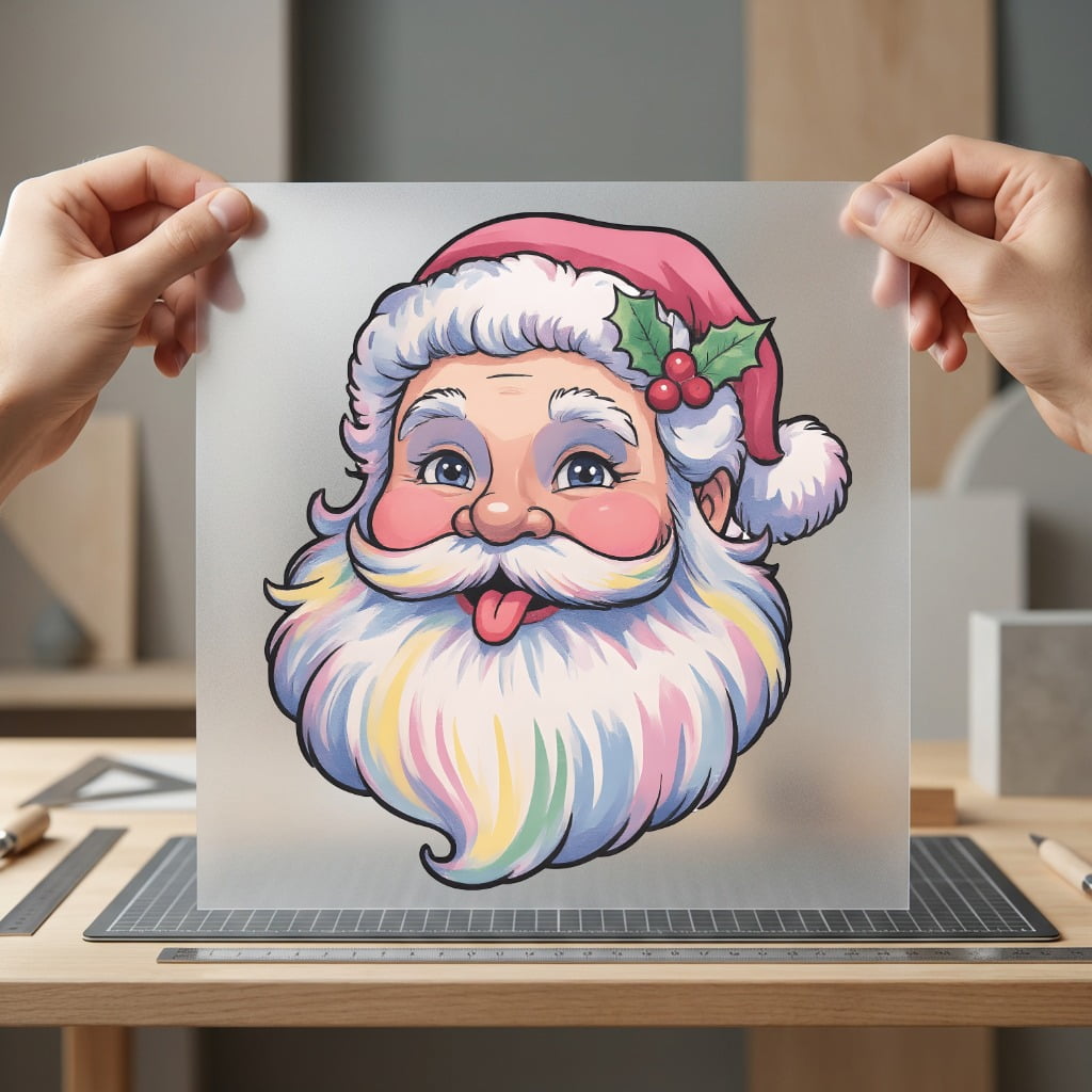 Pastel Santa Head Whimsical Christmas Funny Ready to Press DTF Transfer for Dtf