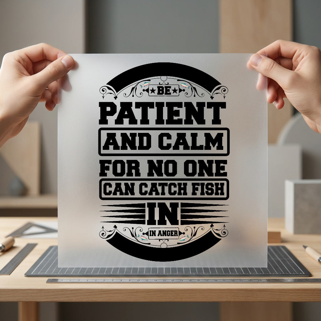 Patient Calm Fishing Quote Dad Vintage Ready to Press DTF Transfer for Dtf