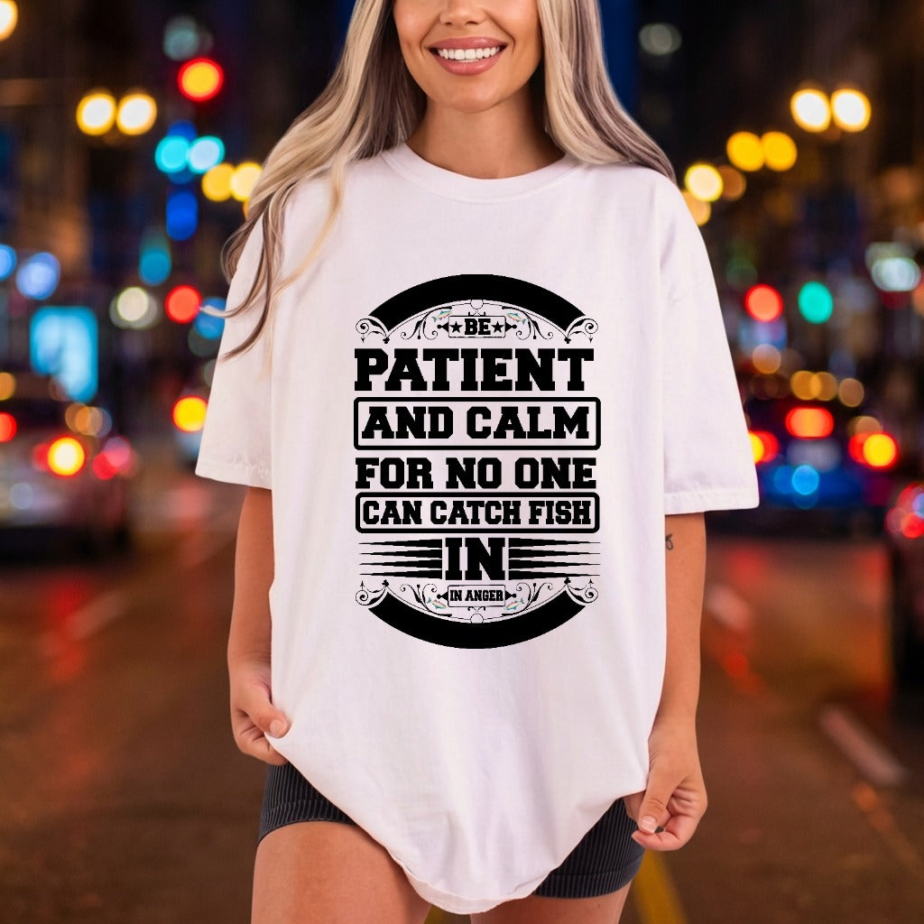 Patient Calm Fishing Quote Dad Vintage Ready to Press DTF Transfer for Dtf