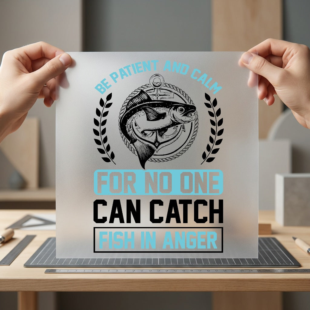 Patient Calm Fishing Retro Dad Grandpa Ready to Press DTF Transfer for Dtf