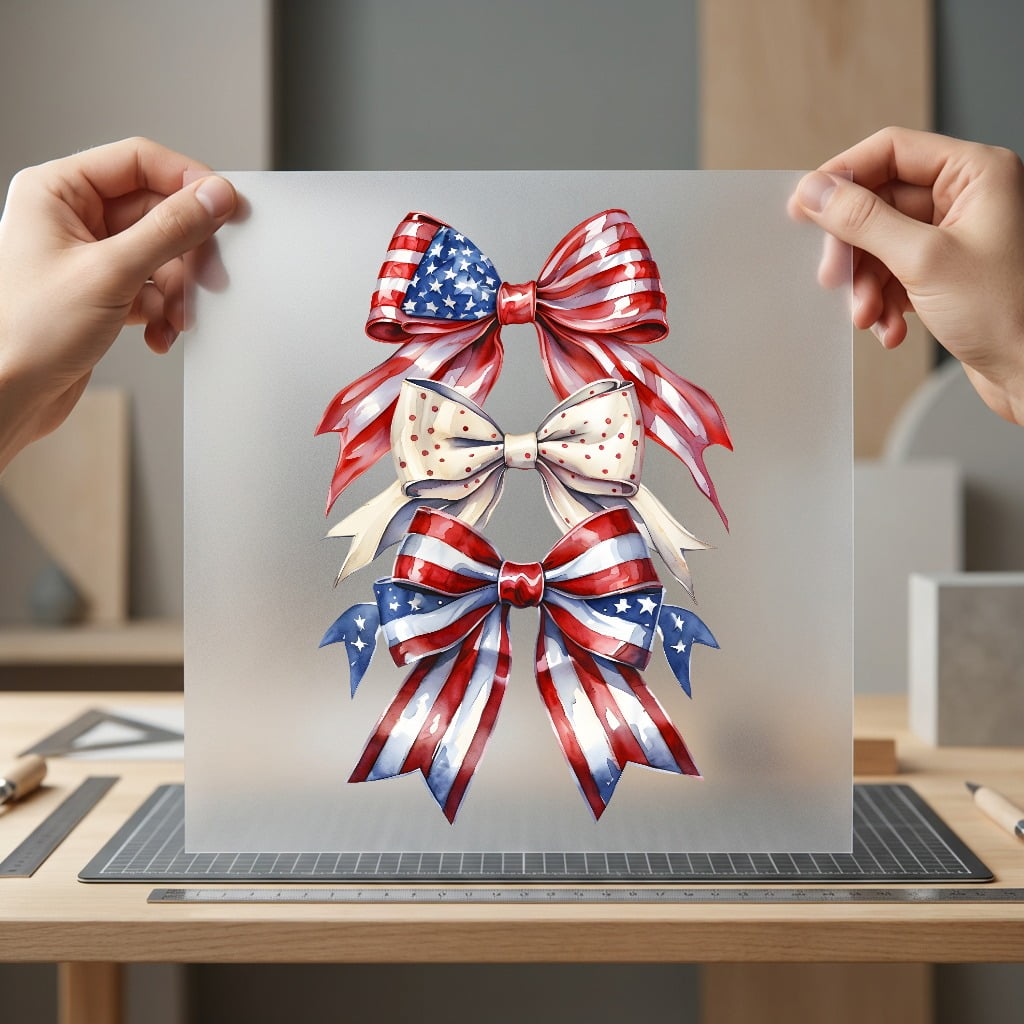 Patriotic Americana Bows Diy 4th Of July Patriotic Ready to Press DTF Transfer for Dtf