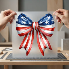 Patriotic Bow Americana Diy 4th Of July Patriotic Ready to Press DTF Transfer for Dtf