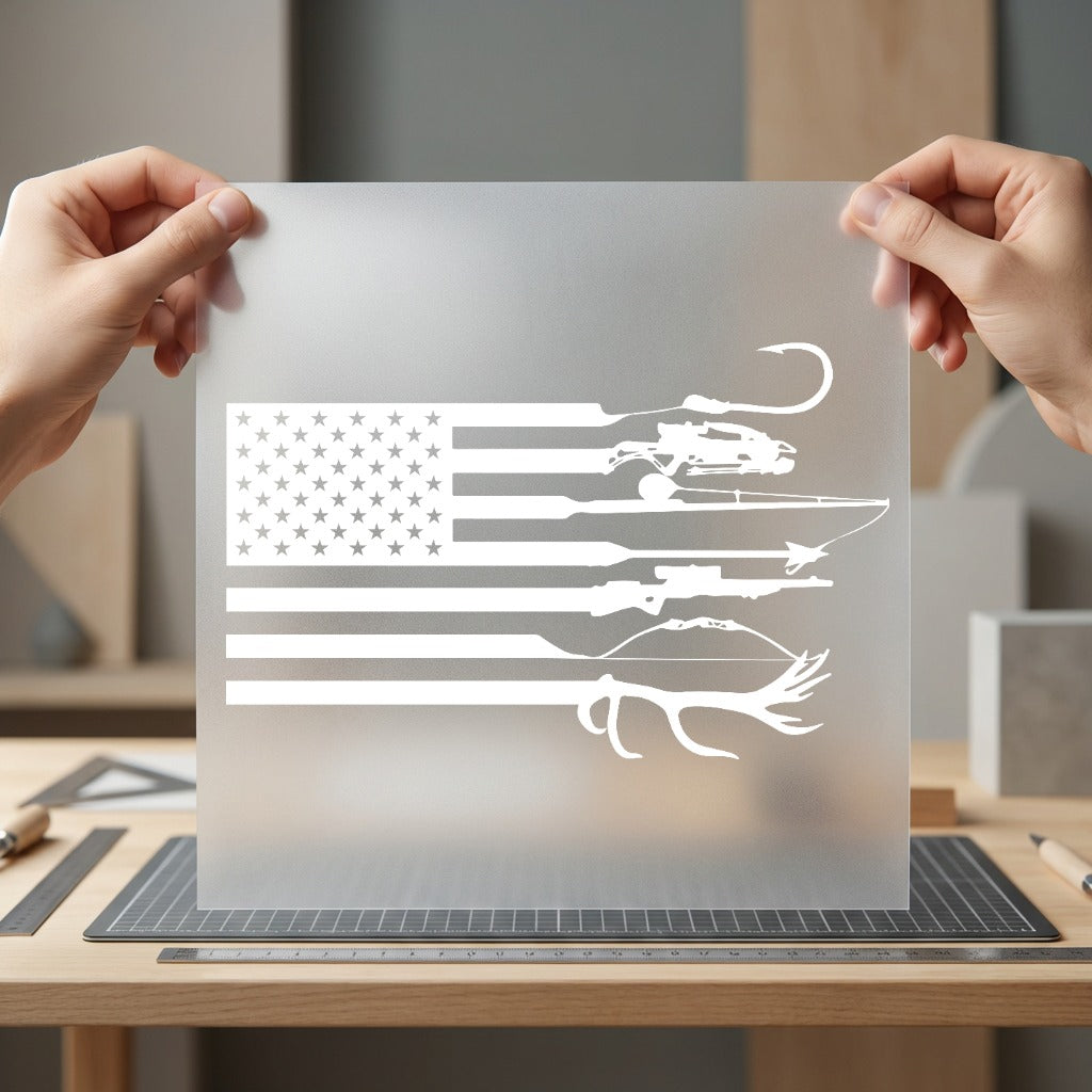 Patriotic Hunting Fishing Flag Patriotic Usa Ready to Press DTF Transfer for Dtf