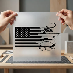 Patriotic Hunting Fishing Flag Patriotic Usa Ready to Press DTF Transfer for Dtf
