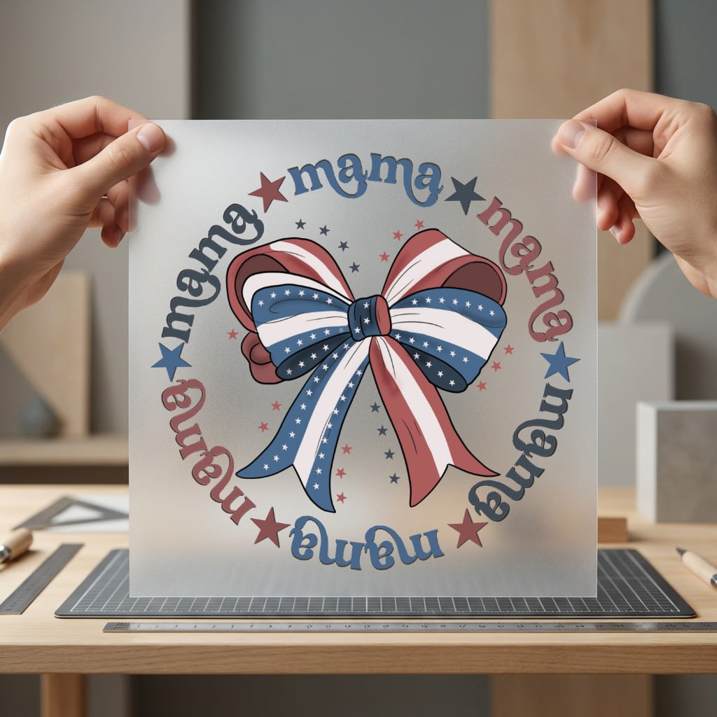 Patriotic Mama Bow Retro 4th Of July Patriotic Ready to Press DTF Transfer for Dtf
