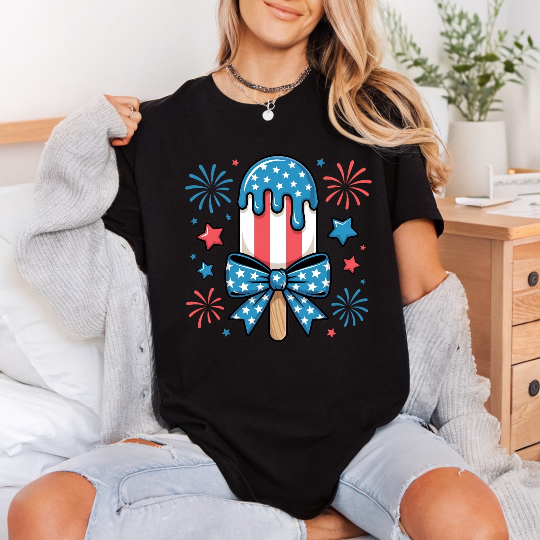 Patriotic Popsicle Festive Diy 4th Of July Patriotic Ready to Press DTF Transfer for Dtf