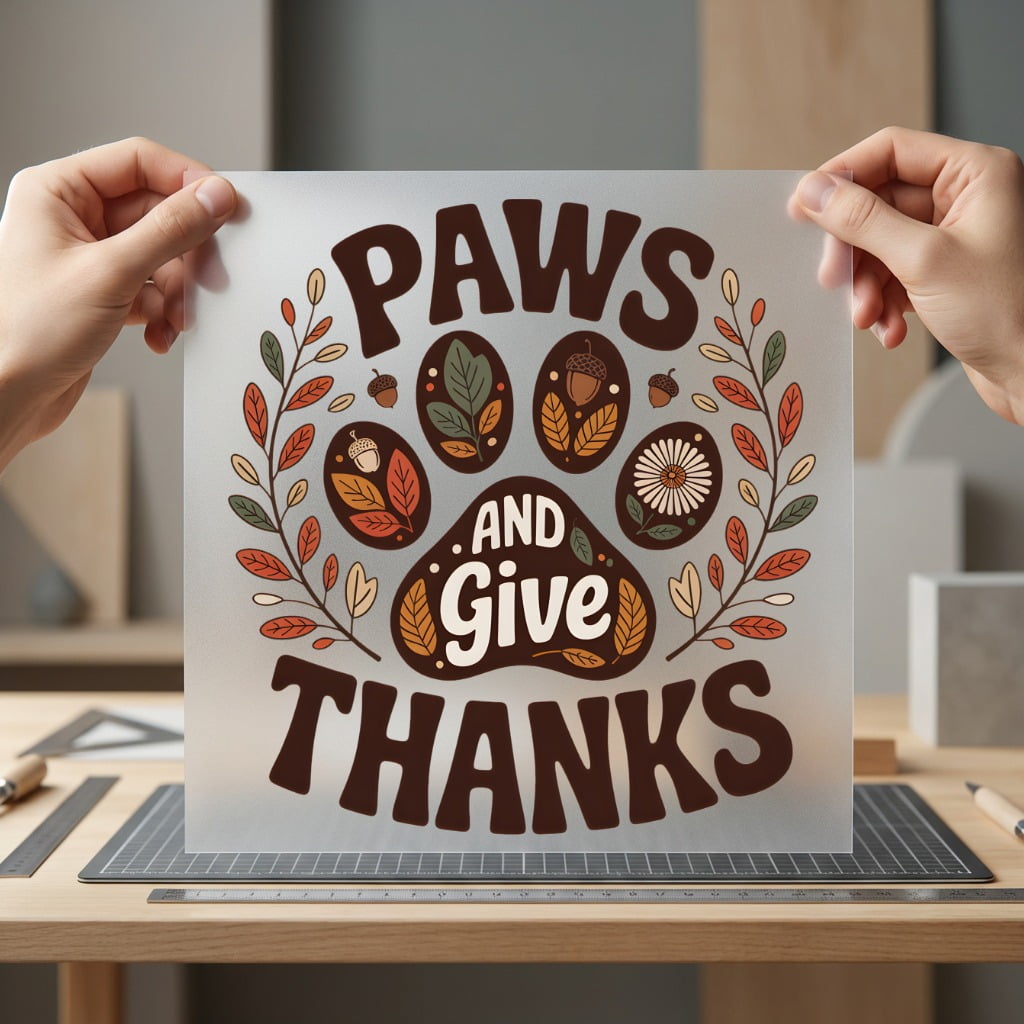 Paws Give Thanks Autumn Thanksgiving Fall Ready to Press DTF Transfer for Dtf