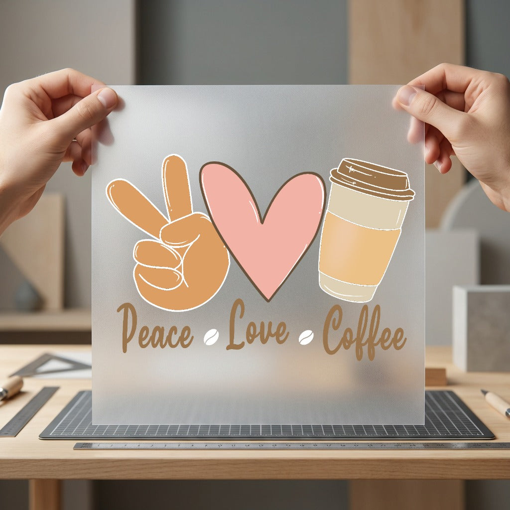 Peace Love Coffee Retro Boho Aesthetic Ready to Press DTF Transfer for Dtf