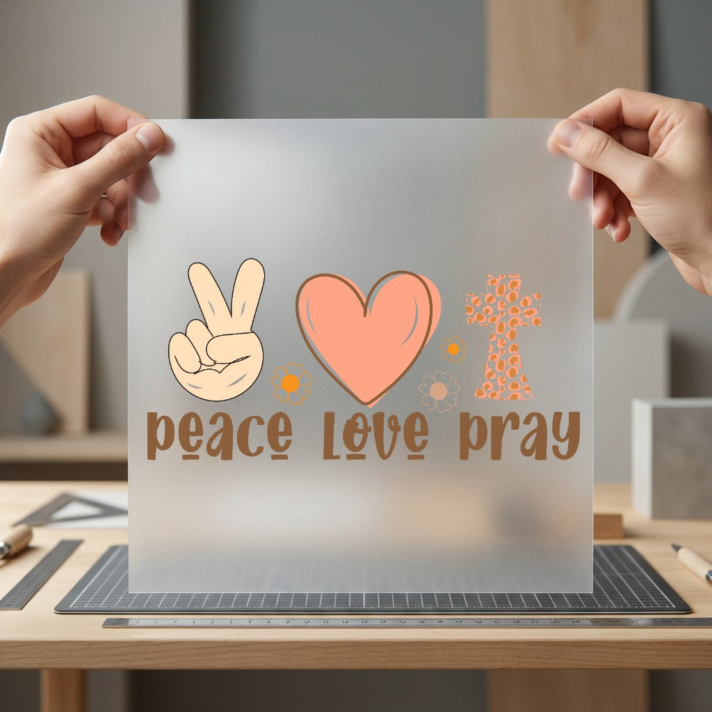 Peace Love Pray Boho Christian Faith Ready to Press DTF Transfer for Dtf