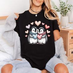 Penguin Couple Love Heart Valentine Ready to Press DTF Transfer for Dtf
