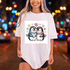 Penguin Couple Valentine Day Valentine Ready to Press DTF Transfer for Dtf