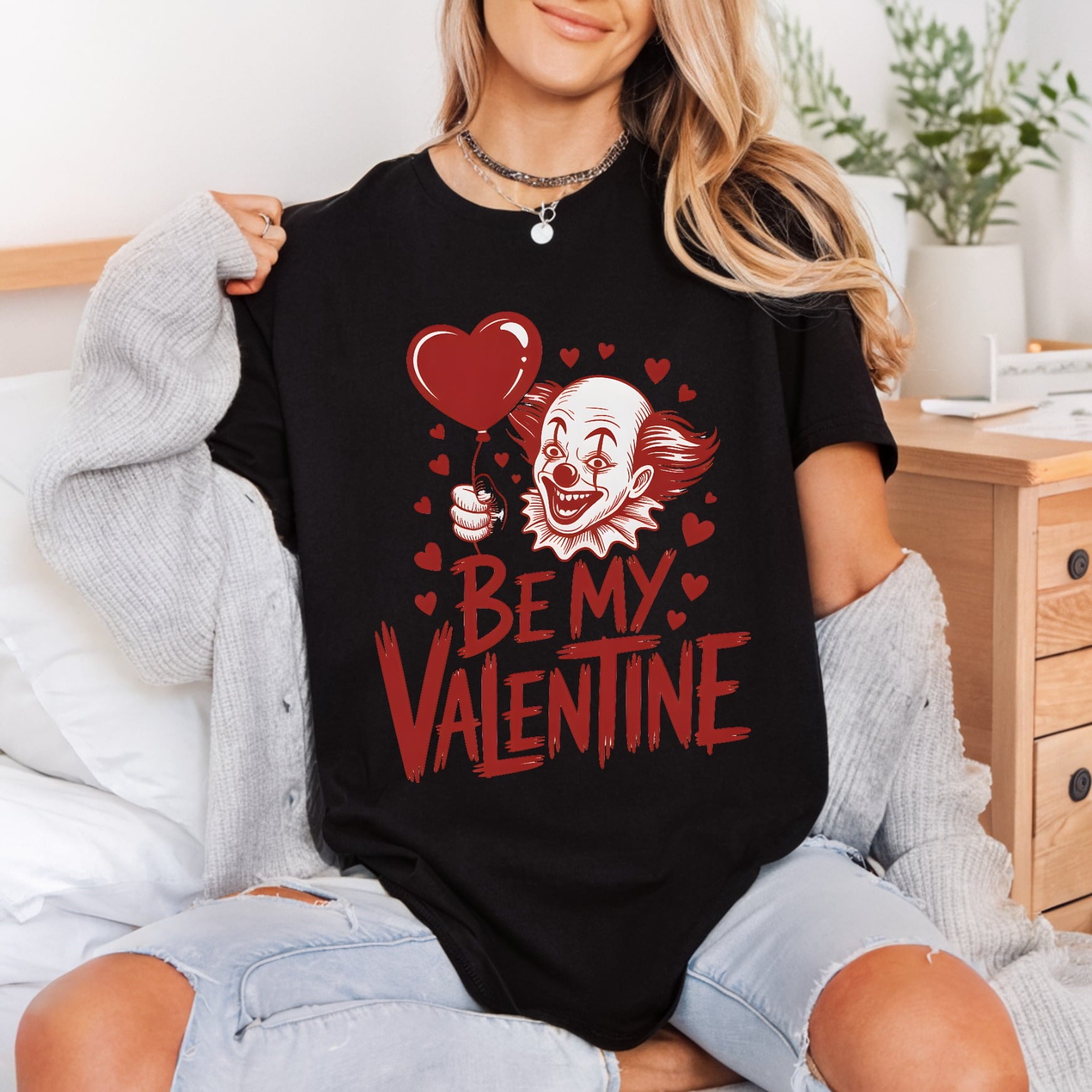 Pennywise Valentine Horror Clown Halloween Valentine Ready to Press DTF Transfer for Dtf