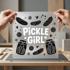 Pickle Girl Fun Outline Funny Sarcastic Ready to Press DTF Transfer for Dtf