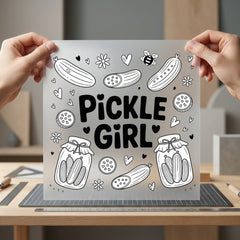 Pickle Girl Fun Outline Funny Sarcastic Ready to Press DTF Transfer for Dtf
