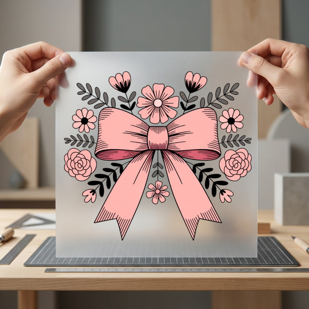 Pink Bow Floral Wreath Boho Aesthetic Ready to Press DTF Transfer for Dtf