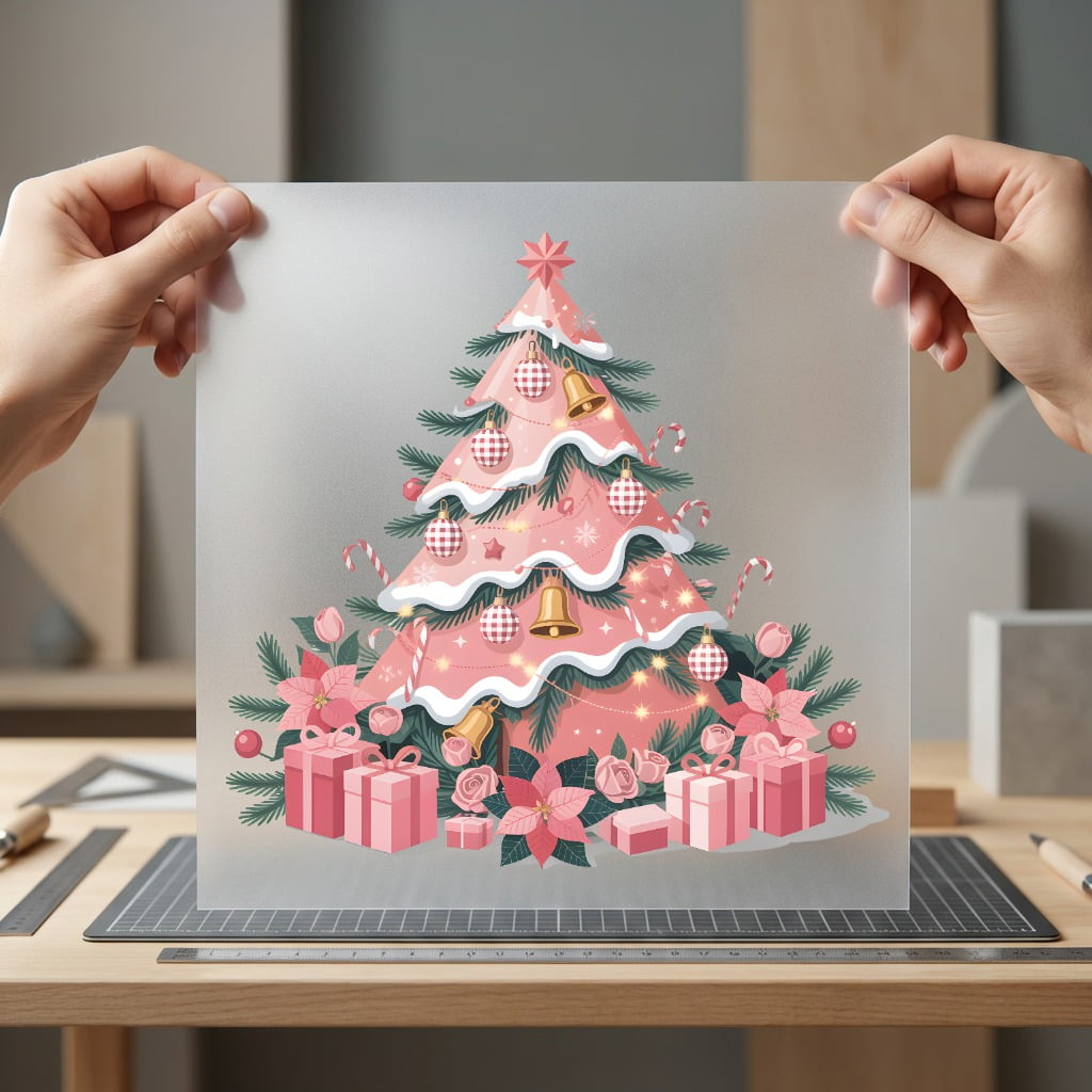 Pink Christmas Tree Festive Christmas Aesthetic Ready to Press DTF Transfer for Dtf