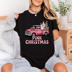 Pink Christmas Truck Snowman Christmas Vintage Ready to Press DTF Transfer for Dtf