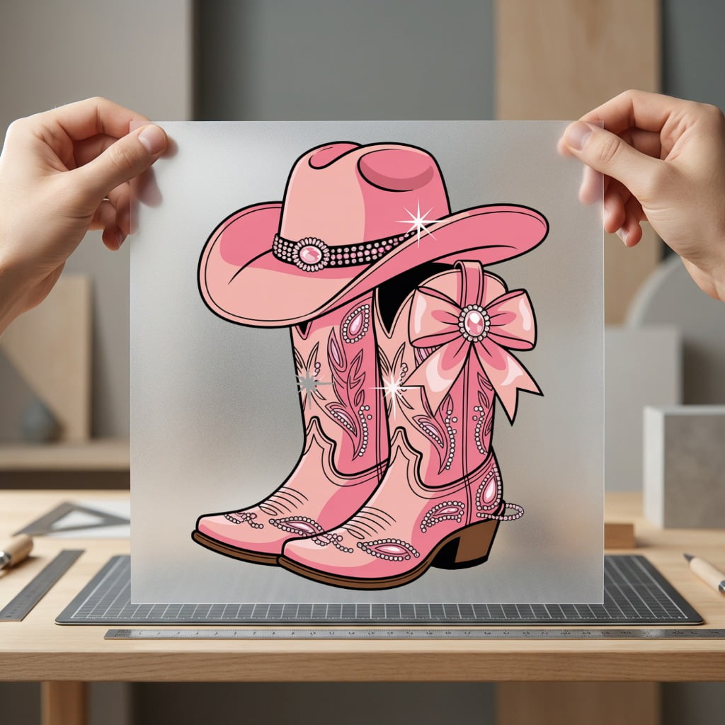 Pink Cowgirl Boots Hat Usa Country Ready to Press DTF Transfer for Dtf