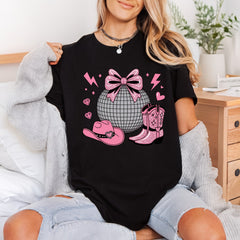 Pink Disco Cowgirl Retro Usa Retro Ready to Press DTF Transfer for Dtf