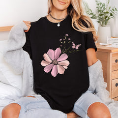 Pink Floral Butterfly Nature Floral Butterfly Ready to Press DTF Transfer for Dtf