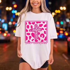 Pink Leopard Cross Love Christian Faith Ready to Press DTF Transfer for Dtf