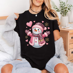 Pink Leopard Snowman Winter Christmas Valentine Ready to Press DTF Transfer for Dtf