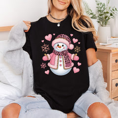 Pink Leopard Snowman Winter Christmas Winter Ready to Press DTF Transfer for Dtf