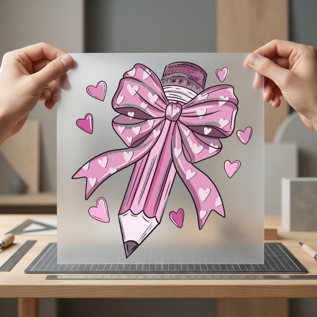 Pink Pencil Hearts Kawaii Aesthetic Ready to Press DTF Transfer for Dtf