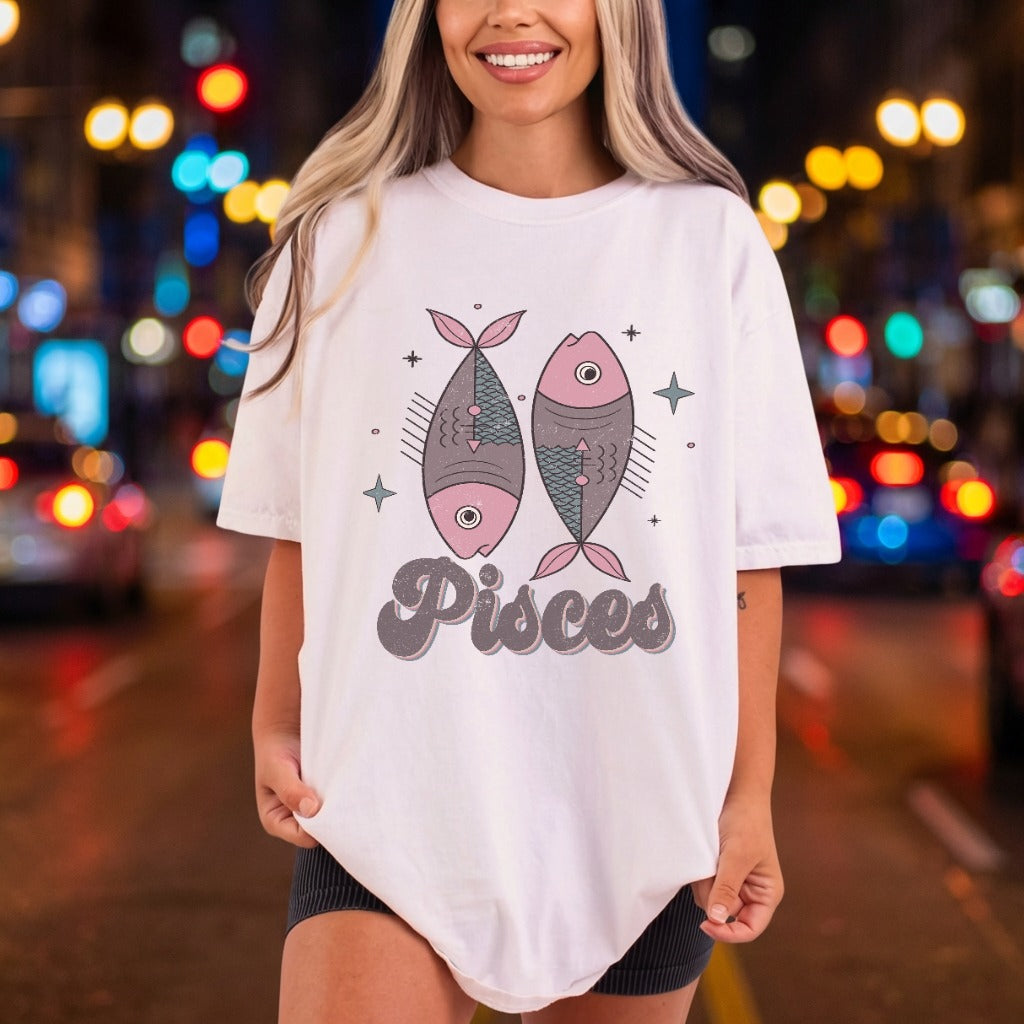 Pisces Zodiac Fish Stars Vintage Retro Ready to Press DTF Transfer for Dtf