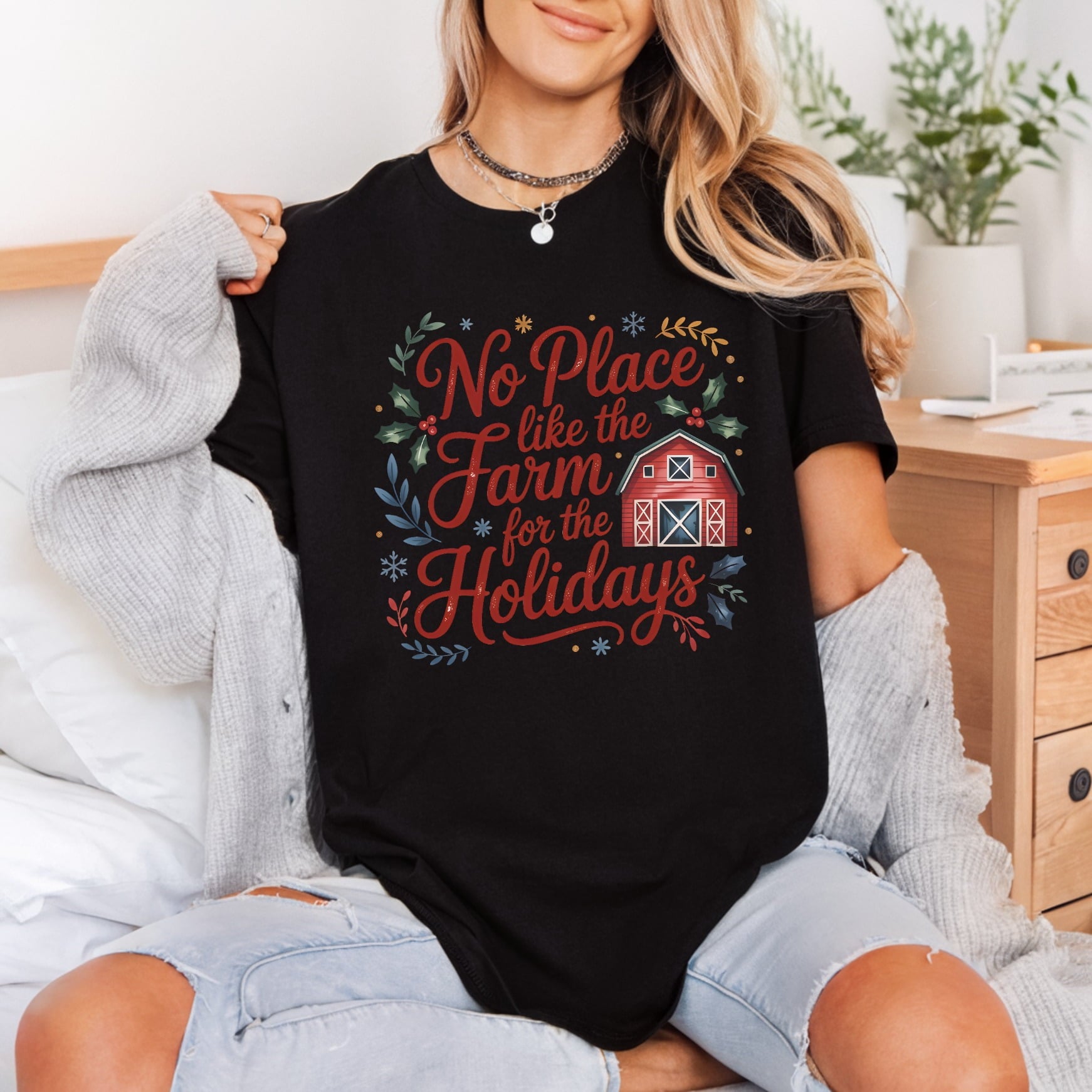 Place Like Farm Holidays Usa Christmas Ready to Press DTF Transfer for Dtf