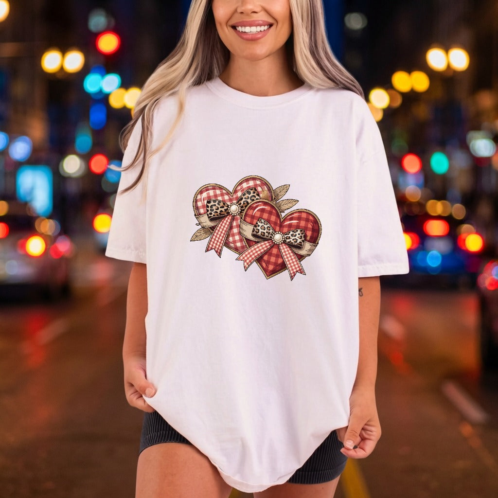 Plaid Hearts Leopard Bows Usa Valentine Ready to Press DTF Transfer for Dtf