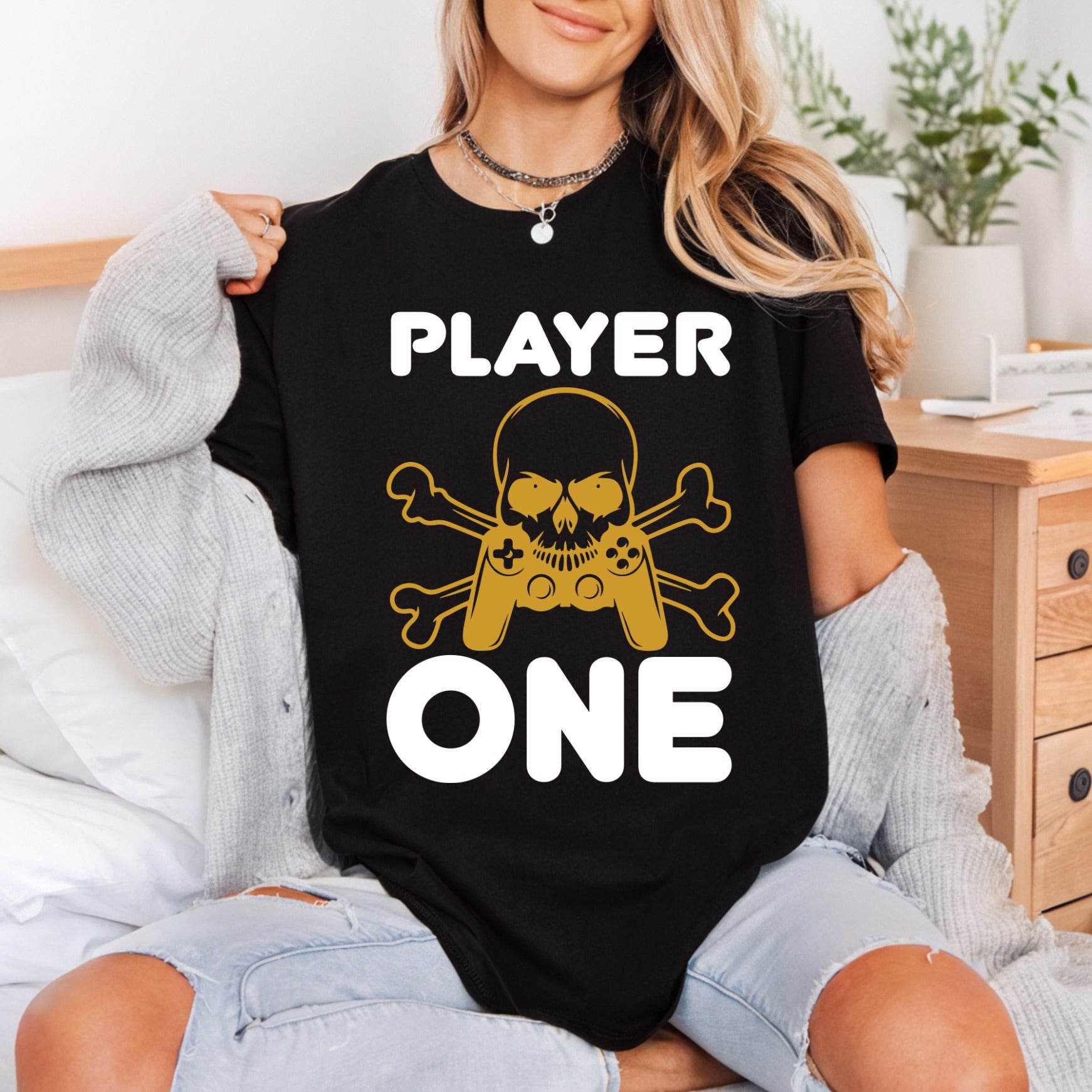 Player One Controller Skull Funny Sarcastic Ready to Press DTF Transfer for Dtf