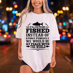 Politicians Fished Retro Fishing Dad Funny Ready to Press DTF Transfer for Dtf