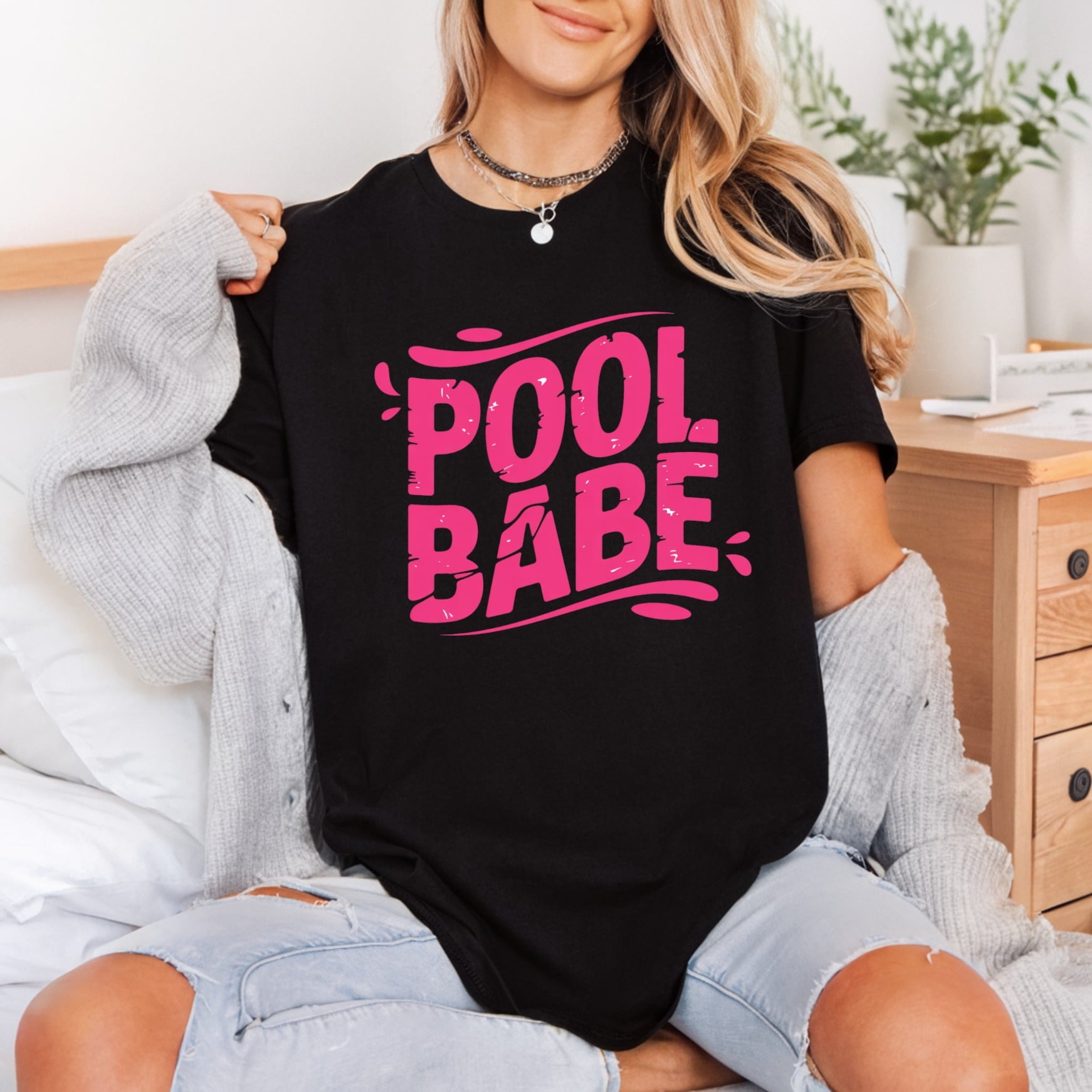 Pool Babe Pink Grunge Summer Vintage Ready to Press DTF Transfer for Dtf