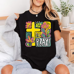 Pray Christian Cross Floral Christian Faith Ready to Press DTF Transfer for Dtf