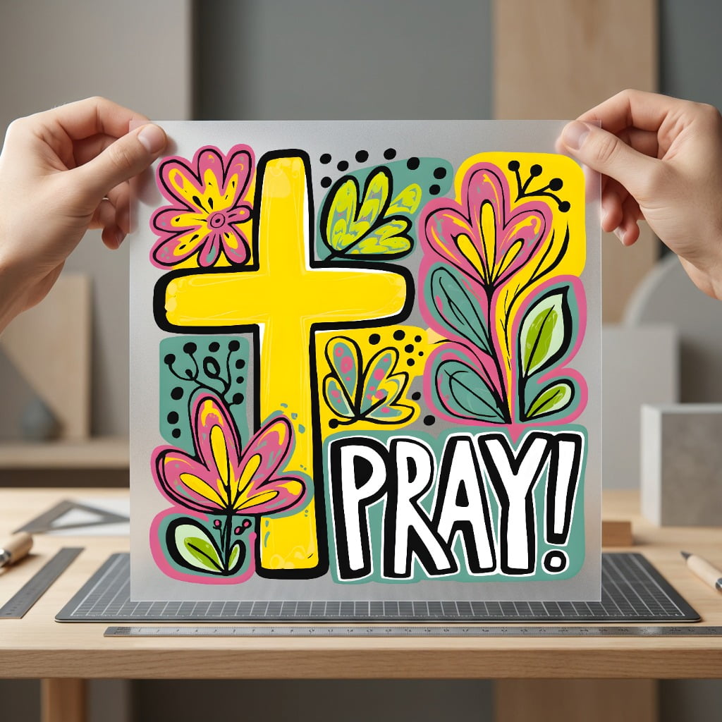 Pray Christian Cross Floral Christian Faith Ready to Press DTF Transfer for Dtf
